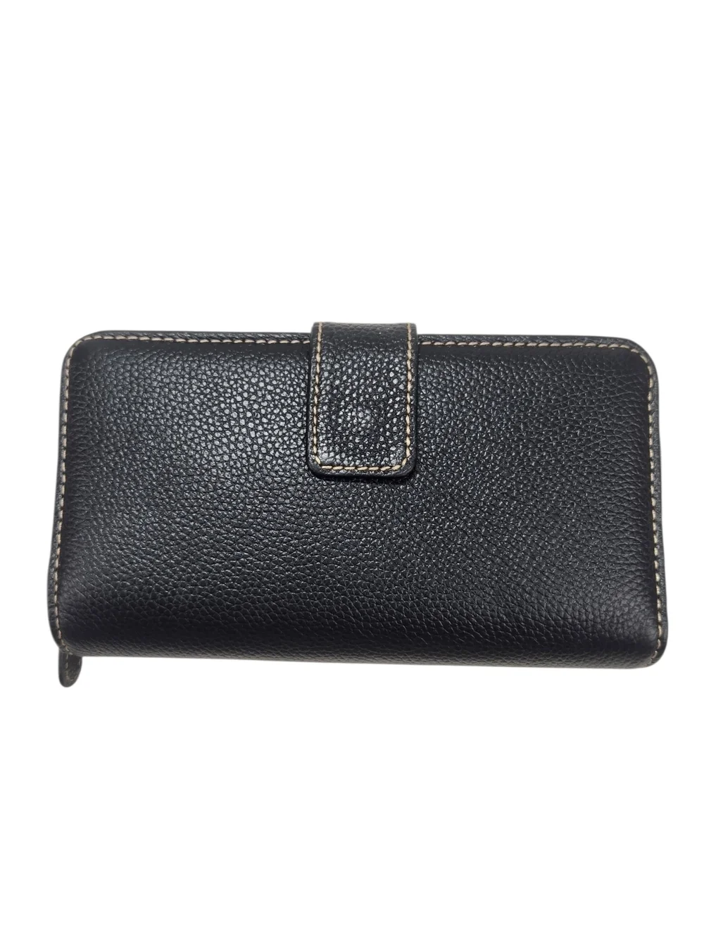 Black Genuine Leather Wallet Organizer Snap Closure Bifold Clutch Classic Style